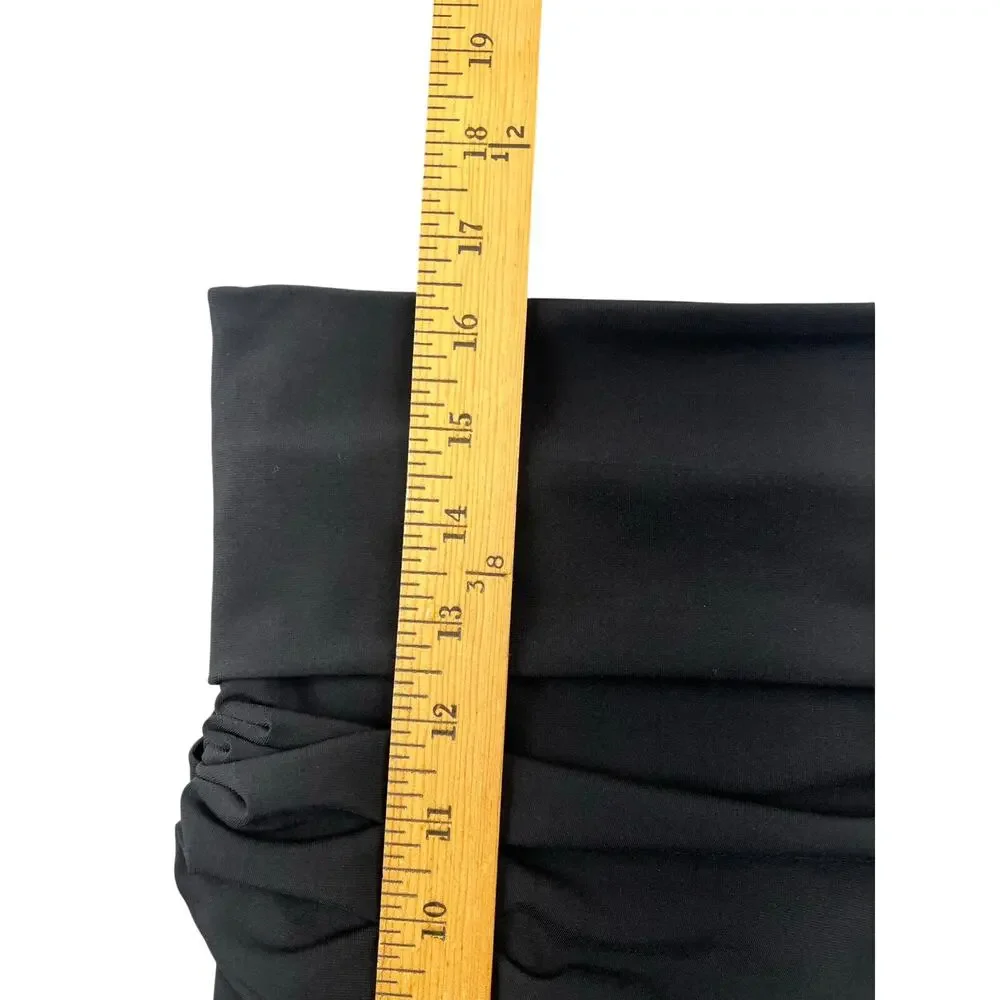 Elizabeth and James Black Ruched Mini Skirt Stretch Bodycon Glam Clubwear - S